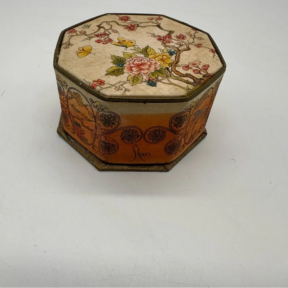 Shari Langlois New York Antique 1920's Powder Box Silk Powder Box Cherry